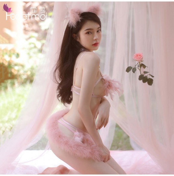 FEE ET MOI Sexy Feather Fox Fairy Bikini Set (Pink)